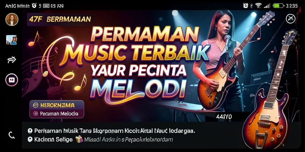 Screenshot gameplay yang seru dengan alat musik virtual.