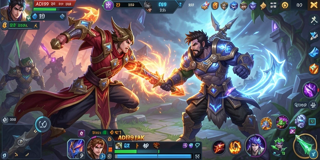 Tampilan gameplay seru di arena pertempuran ADI99.