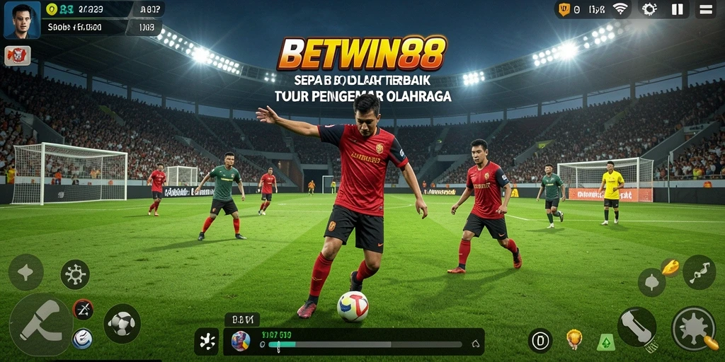 Screenshot gameplay BETWIN88 yang menunjukkan pertandingan sepak bola yang mendebarkan.
