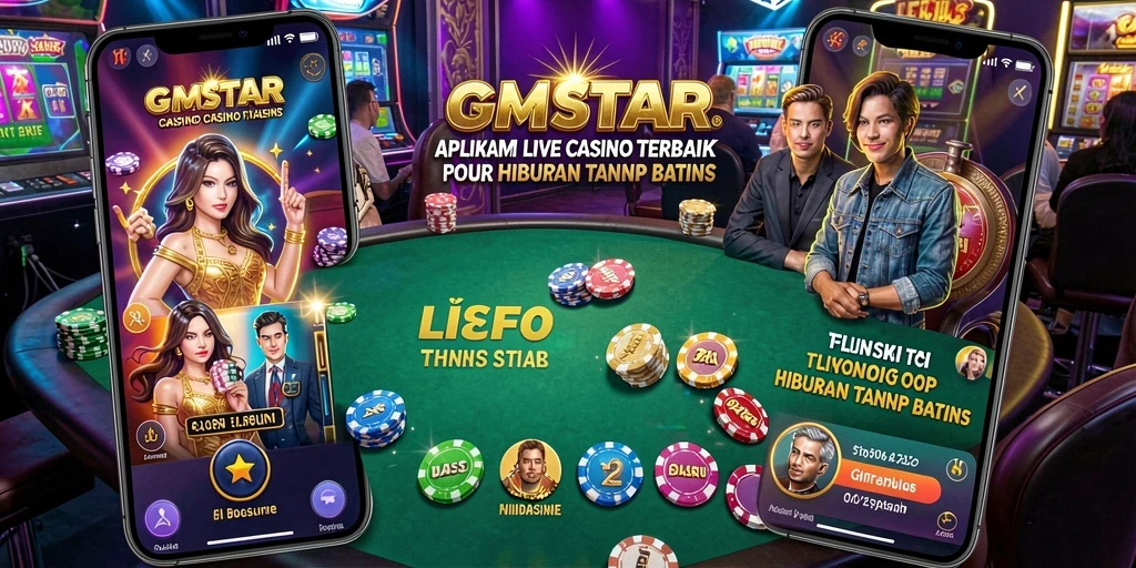 Screenshot gameplay GMSTAR yang menampilkan dealer langsung sedang berinteraksi dengan pemain.