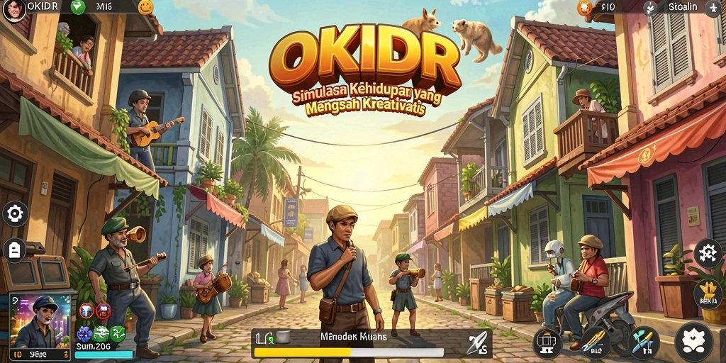 Tangkapan layar gameplay OKIDR menampilkan karakter dan lingkungan simulasi yang menarik.