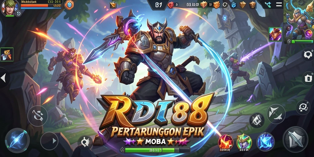 Screenshot gameplay RDI88 yang menunjukkan pertempuran tim epik.