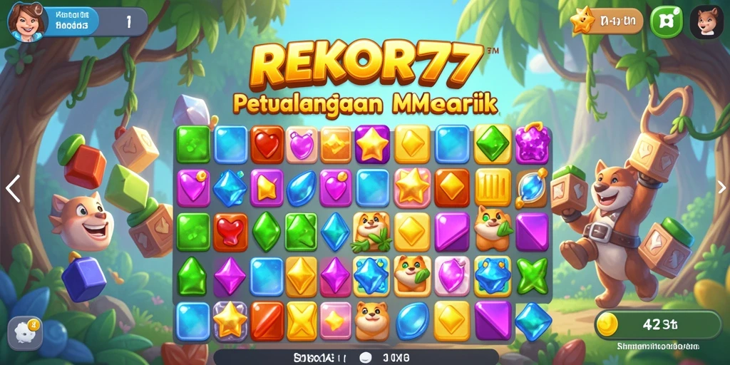 Tampilan gameplay seru dalam REKOR777 dengan elemen match-3.