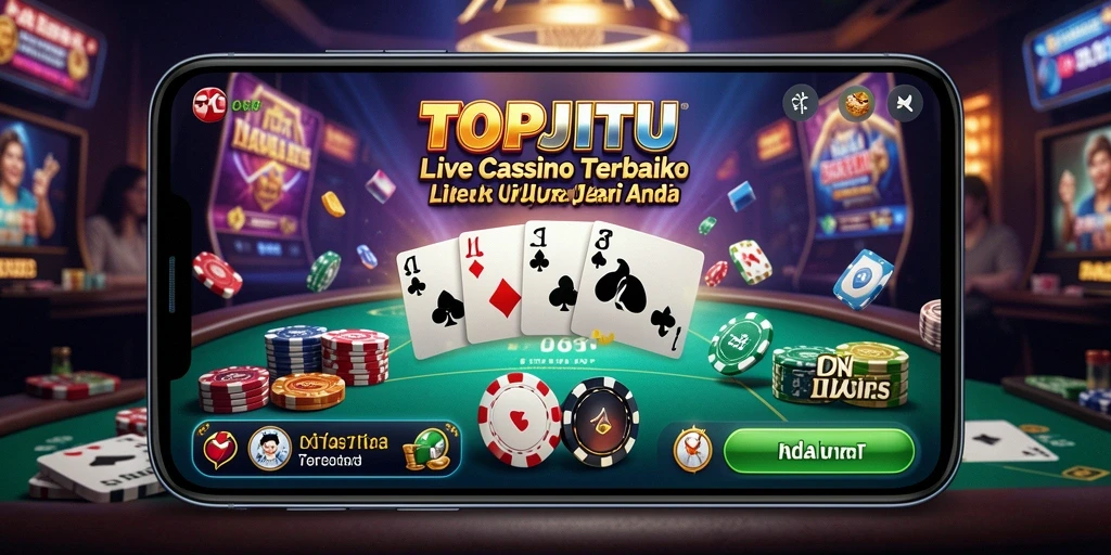 Tampilan gameplay TOPJITU yang menampilkan dealer dan pemain interaktif.